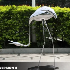 Wildlife|Cranes^Statues & Sculptures Pure Crane 100cm Silver Metal Garden Sculpture