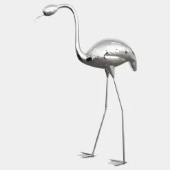 Wildlife|Contemporary^Statues & Sculptures Pure Flamingo 130cm Silver Metal Garden Sculpture