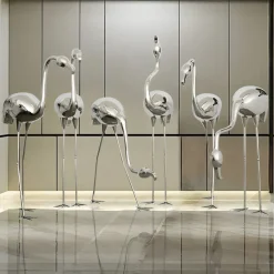 Wildlife|Contemporary^Statues & Sculptures Pure Flamingo 94cm Silver Metal Garden Sculpture