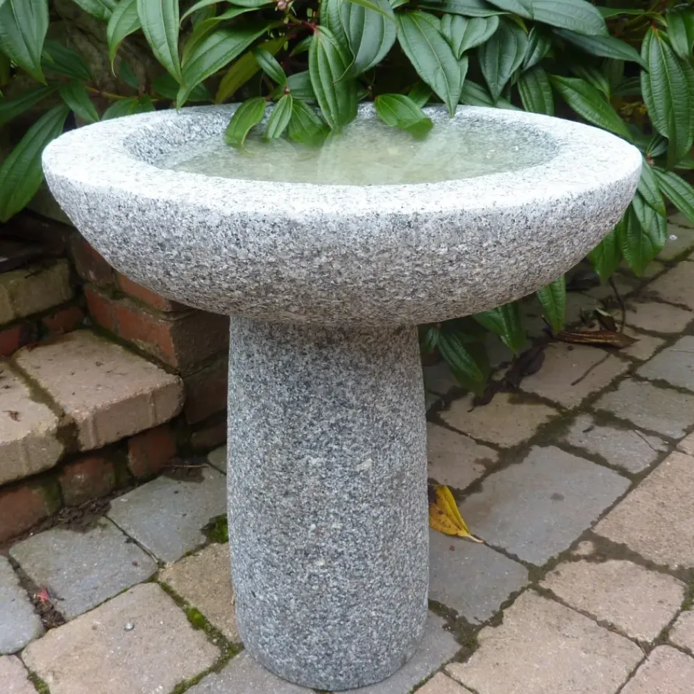 Bird Baths^Statues & Sculptures Pure Natural Granite Grey Stone Garden Birdbath