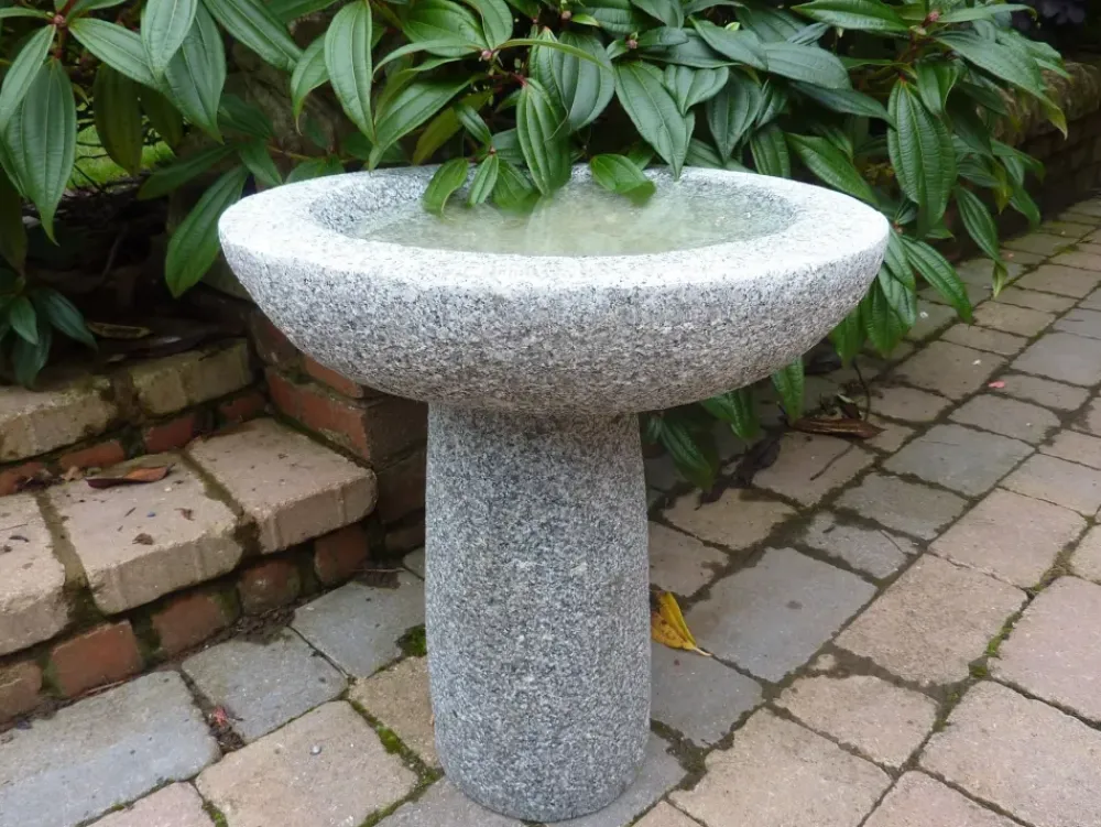 Bird Baths^Statues & Sculptures Pure Natural Granite Grey Stone Garden Birdbath