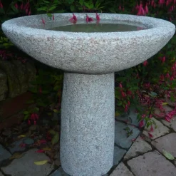 Bird Baths^Statues & Sculptures Pure Natural Granite Pink Stone Garden Birdbath