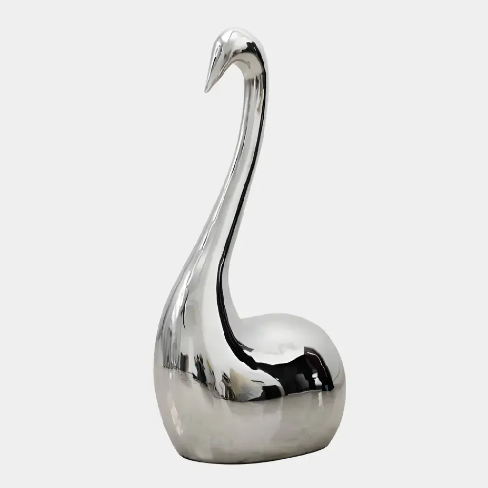Floor Standing|Animals^Statues & Sculptures Pure Swan 108cm Silver Metal Indoor Sculpture