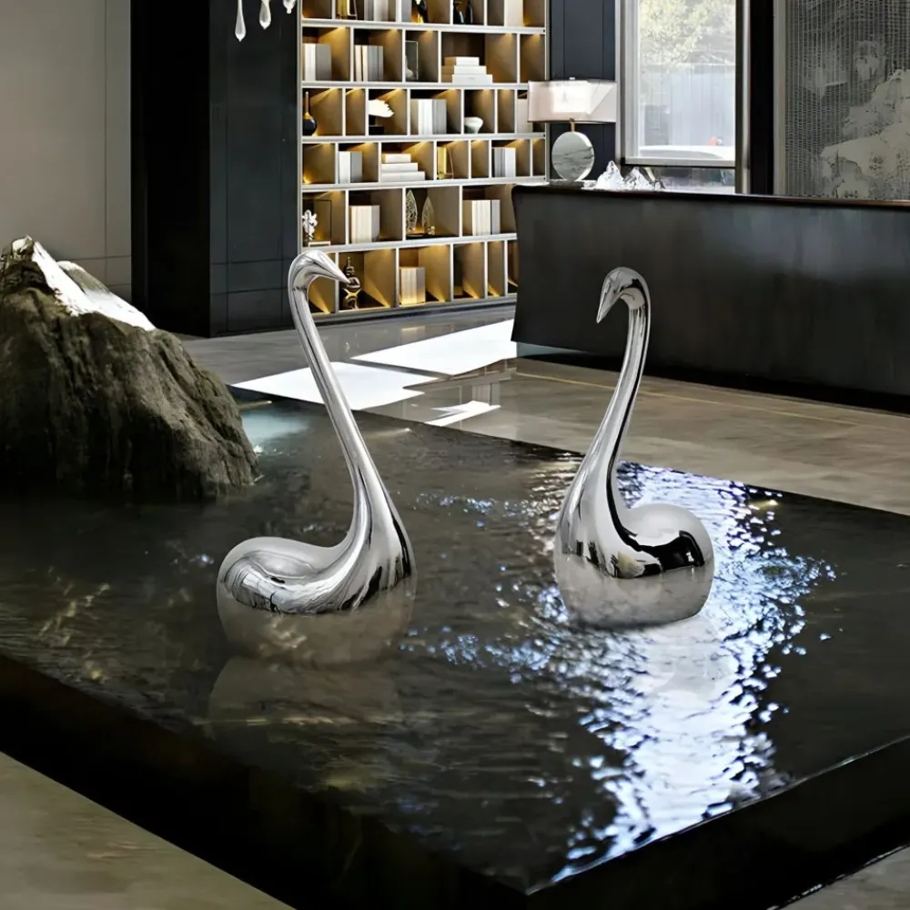 Floor Standing|Animals^Statues & Sculptures Pure Swan 108cm Silver Metal Indoor Sculpture