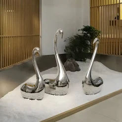 Floor Standing|Animals^Statues & Sculptures Pure Swan 108cm Silver Metal Indoor Sculpture