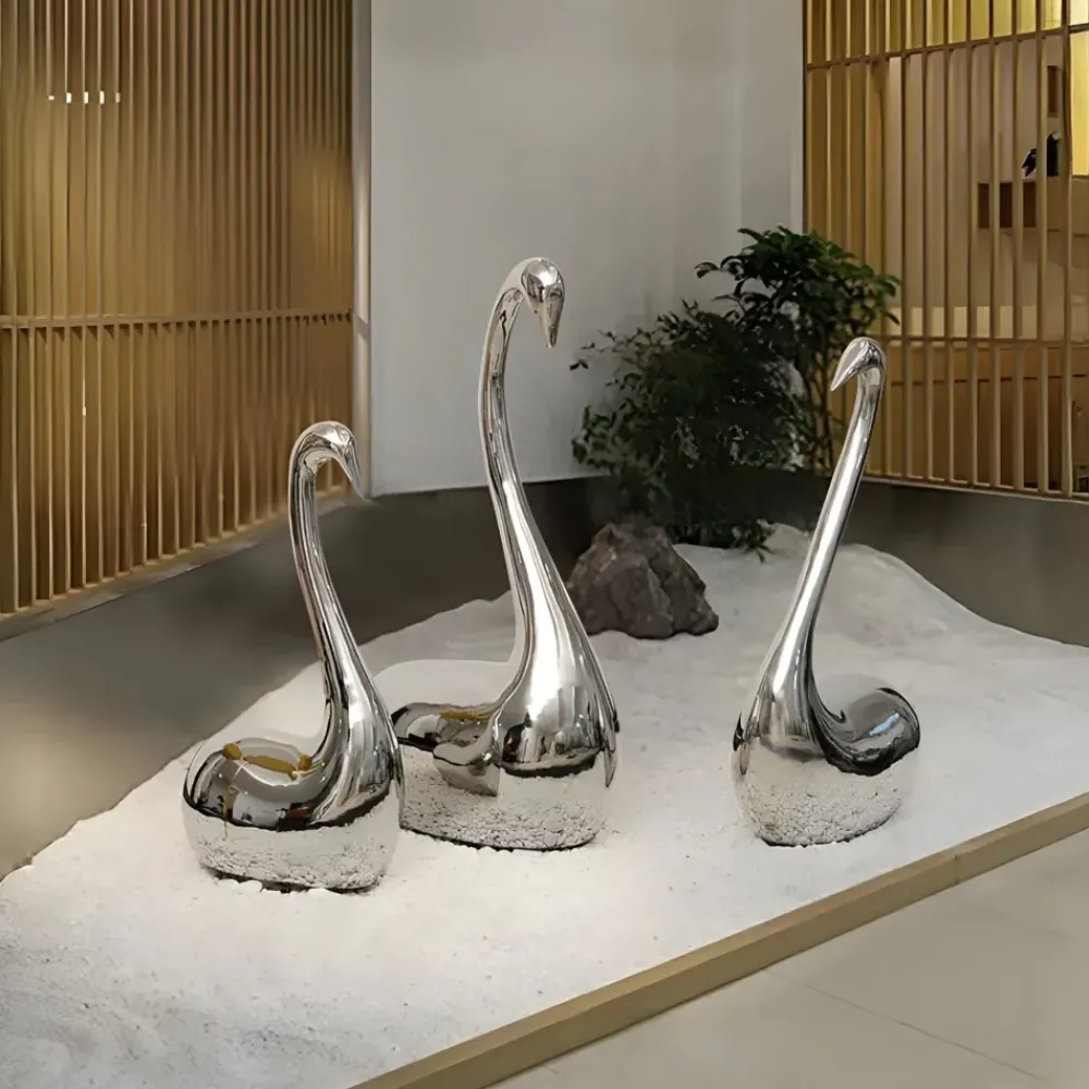 Floor Standing|Animals^Statues & Sculptures Pure Swan 108cm Silver Metal Indoor Sculpture