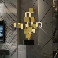 Table Top|Floor Standing^Statues & Sculptures Quantum Cubes 88cm Gold Metal Indoor Sculpture