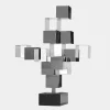 Table Top|Floor Standing^Statues & Sculptures Quantum Cubes 88cm Silver Metal Indoor Sculpture