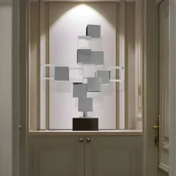 Table Top|Floor Standing^Statues & Sculptures Quantum Cubes 88cm Silver Metal Indoor Sculpture