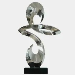Table Top|Floor Standing^Statues & Sculptures Quantum Drift 87cm Silver Metal Indoor Sculpture v2