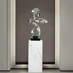 Table Top|Floor Standing^Statues & Sculptures Quantum Drift 87cm Silver Metal Indoor Sculpture v2