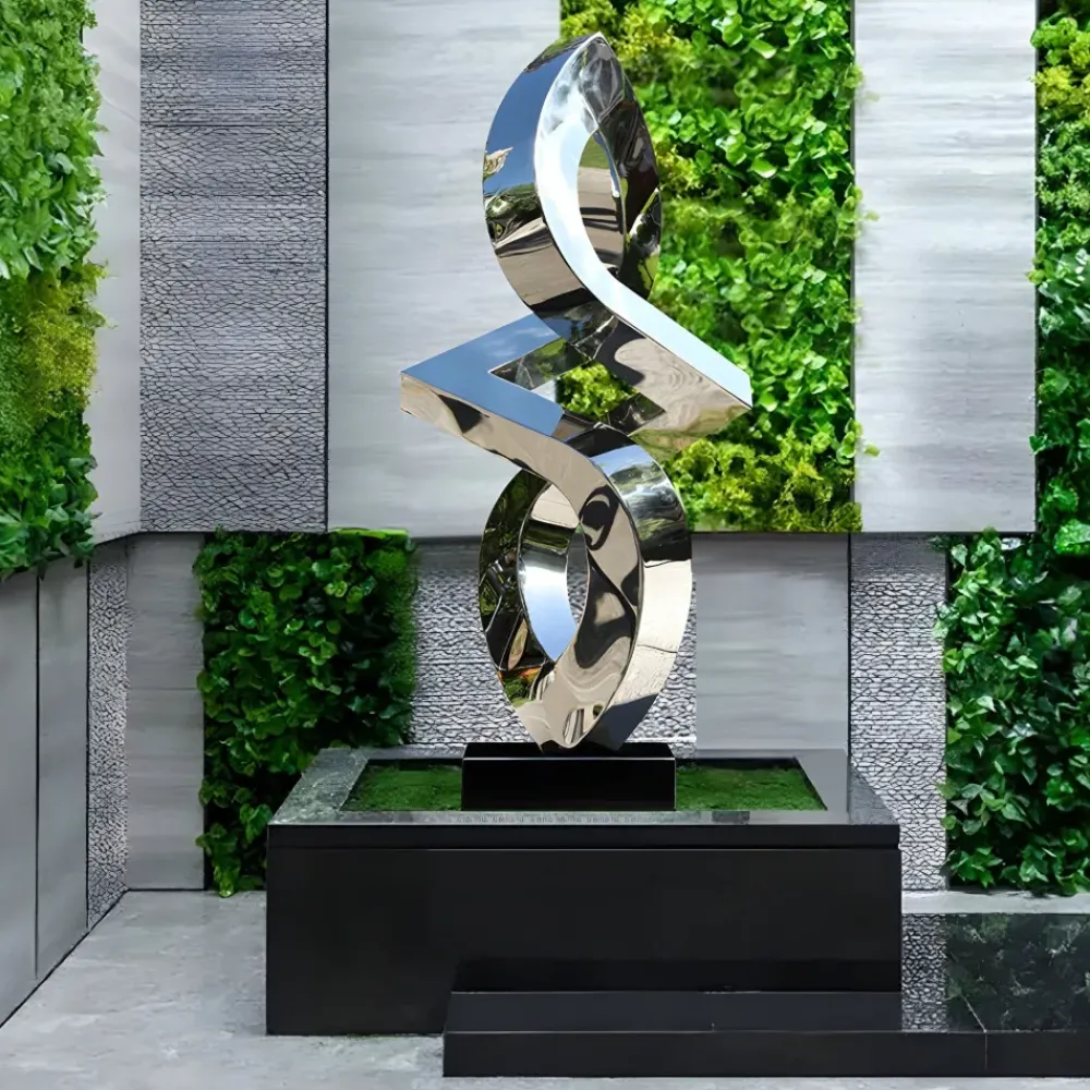 Table Top|Floor Standing^Statues & Sculptures Quantum Shift 98cm Silver Metal Indoor Sculpture