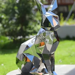 Wildlife|Contemporary^Statues & Sculptures Rabbit 61cm Geometric Metal Garden Sculpture