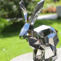 Wildlife|Contemporary^Statues & Sculptures Rabbit 46cm Geometric Metal Garden Sculpture