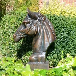 Horses^Statues & Sculptures Race Horse Head Bronze Metal Garden Ornament