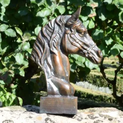Horses^Statues & Sculptures Race Horse Head Bronze Metal Garden Ornament