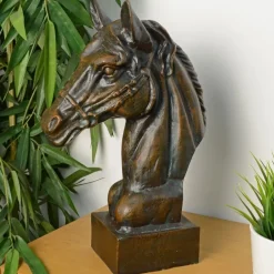 Horses^Statues & Sculptures Race Horse Head Bronze Metal Garden Ornament