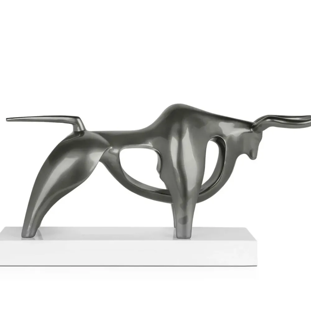 Table Top|Animals^Statues & Sculptures Raging Bull 35cm Anthracite Resin Indoor Sculpture