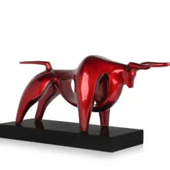 Table Top|Animals^Statues & Sculptures Raging Bull 35cm Red Resin Indoor Sculpture