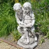 Children^Statues & Sculptures Reading Boy & Girl 88cm Stone Resin Garden Statue