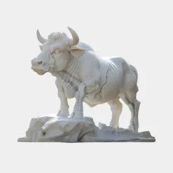 Farm|Modern^Statues & Sculptures Regal Bull 120cm White Marble Garden Statue v2