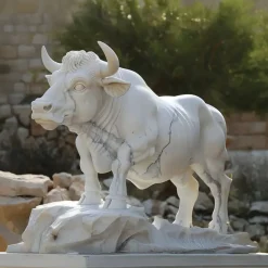 Farm|Modern^Statues & Sculptures Regal Bull 120cm White Marble Garden Statue v2