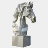 Horses|Modern^Statues & Sculptures Regal Horse Head 120cm White Marble Garden Statue
