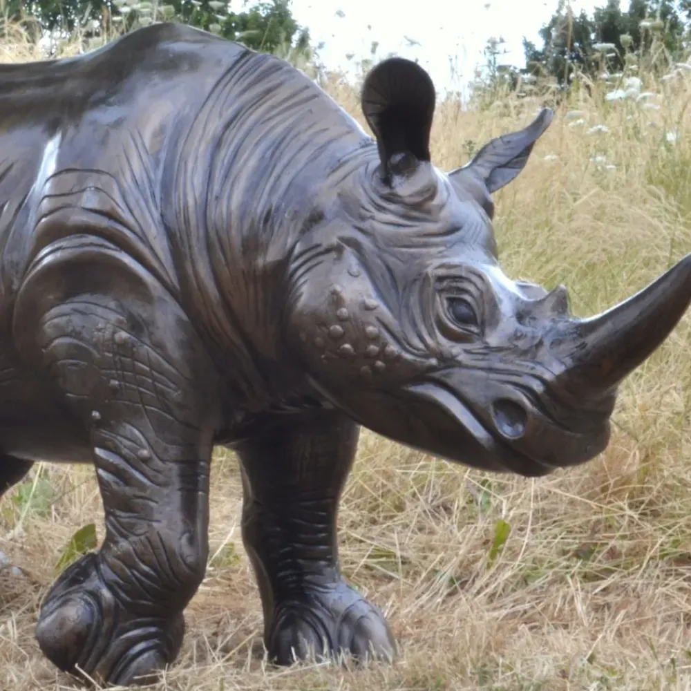 Wildlife^Statues & Sculptures Rhino Bronze Metal Garden Statue
