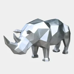 Wildlife|Contemporary^Statues & Sculptures Rhino 100cm Geometric Metal Garden Sculpture
