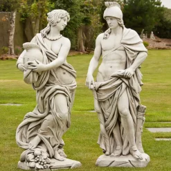 Roman^Statues & Sculptures Roman Gladiator & Goddess Stone Garden Statues