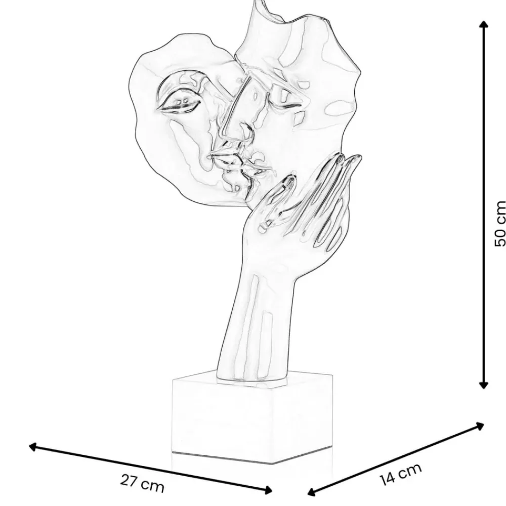 Figurative|Table Top^Statues & Sculptures Secret Kiss 50cm Anthracite Resin Indoor Sculpture
