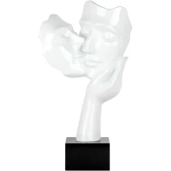 Figurative|Table Top^Statues & Sculptures Secret Kiss 50cm White Resin Indoor Sculpture