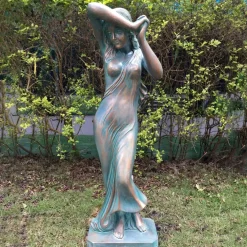 Greek^Statues & Sculptures Shy Maiden 85cm Aged Bronze Resin Garden Statue