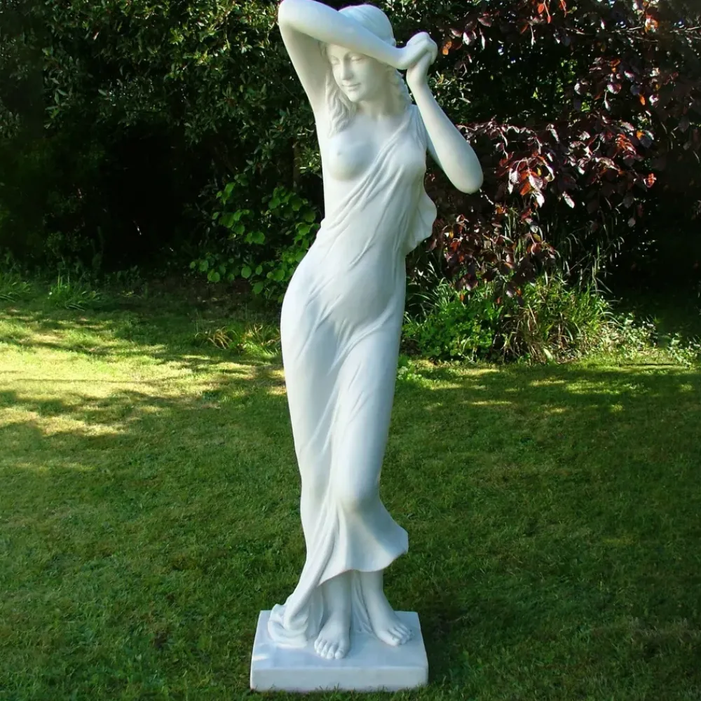 Greek^Statues & Sculptures Shy Maiden 155cm Marble Resin Garden Statue