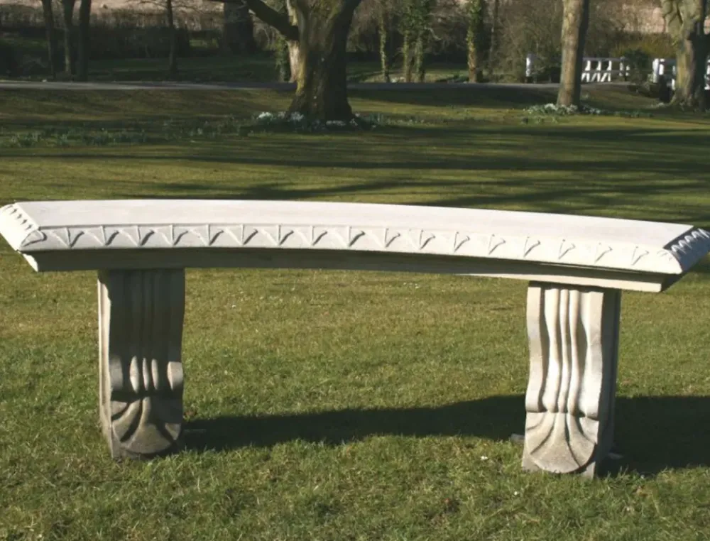 Stone Benches^Statues & Sculptures Single Curved Plain Stone Bench - Large Garden Benches