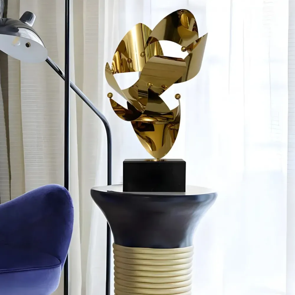 Table Top|Abstract^Statues & Sculptures Spacial Drift 57cm Gold Metal Indoor Sculpture