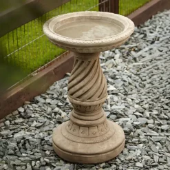 Bird Baths^Statues & Sculptures Spiral Design Stone Garden Birdbath