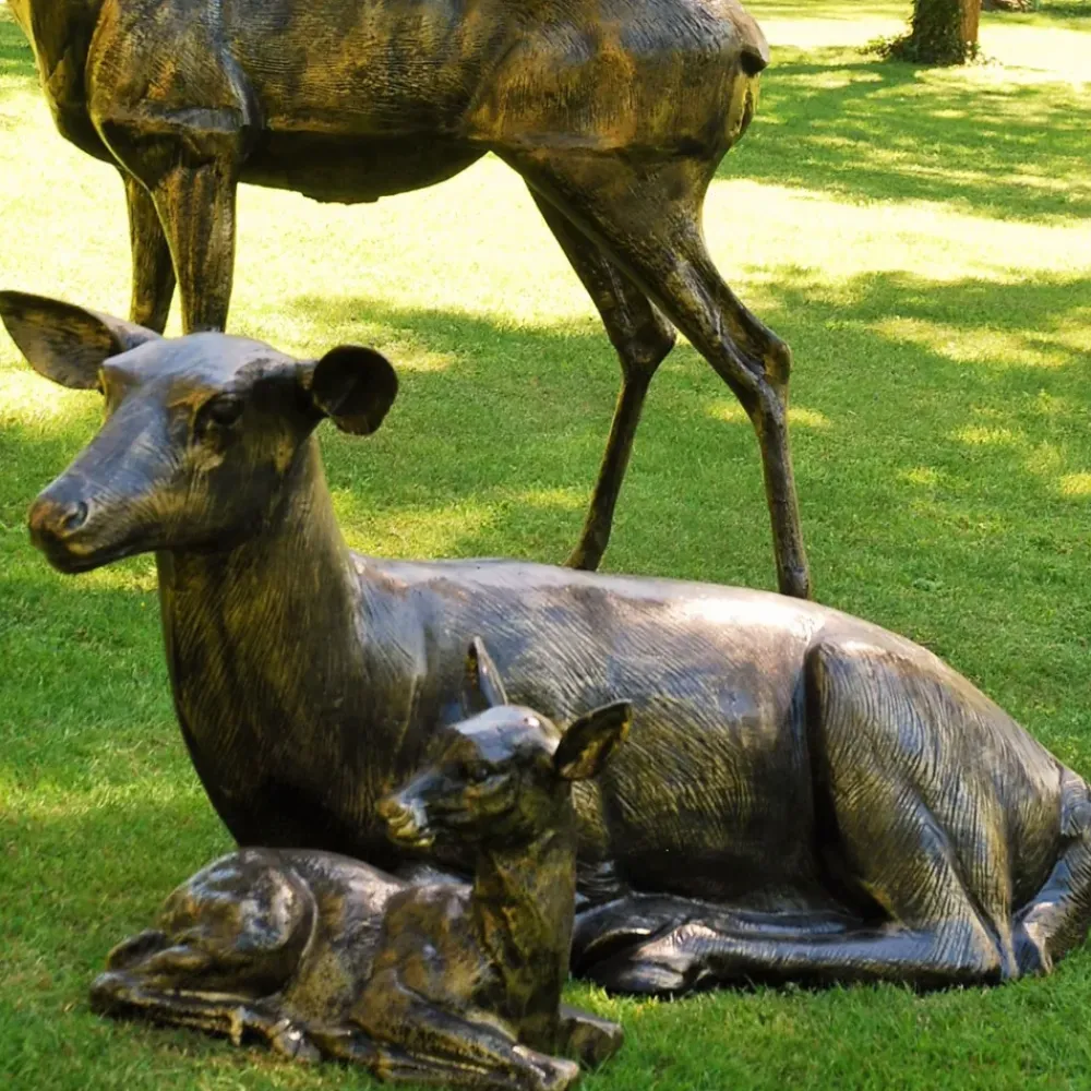 Stags & Deers^Statues & Sculptures Stag Doe & Fawn Collection Bronze Metal Garden Statues