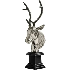 Table Top|Animals^Statues & Sculptures Stag Head 50cm Silver Metal Indoor Statue