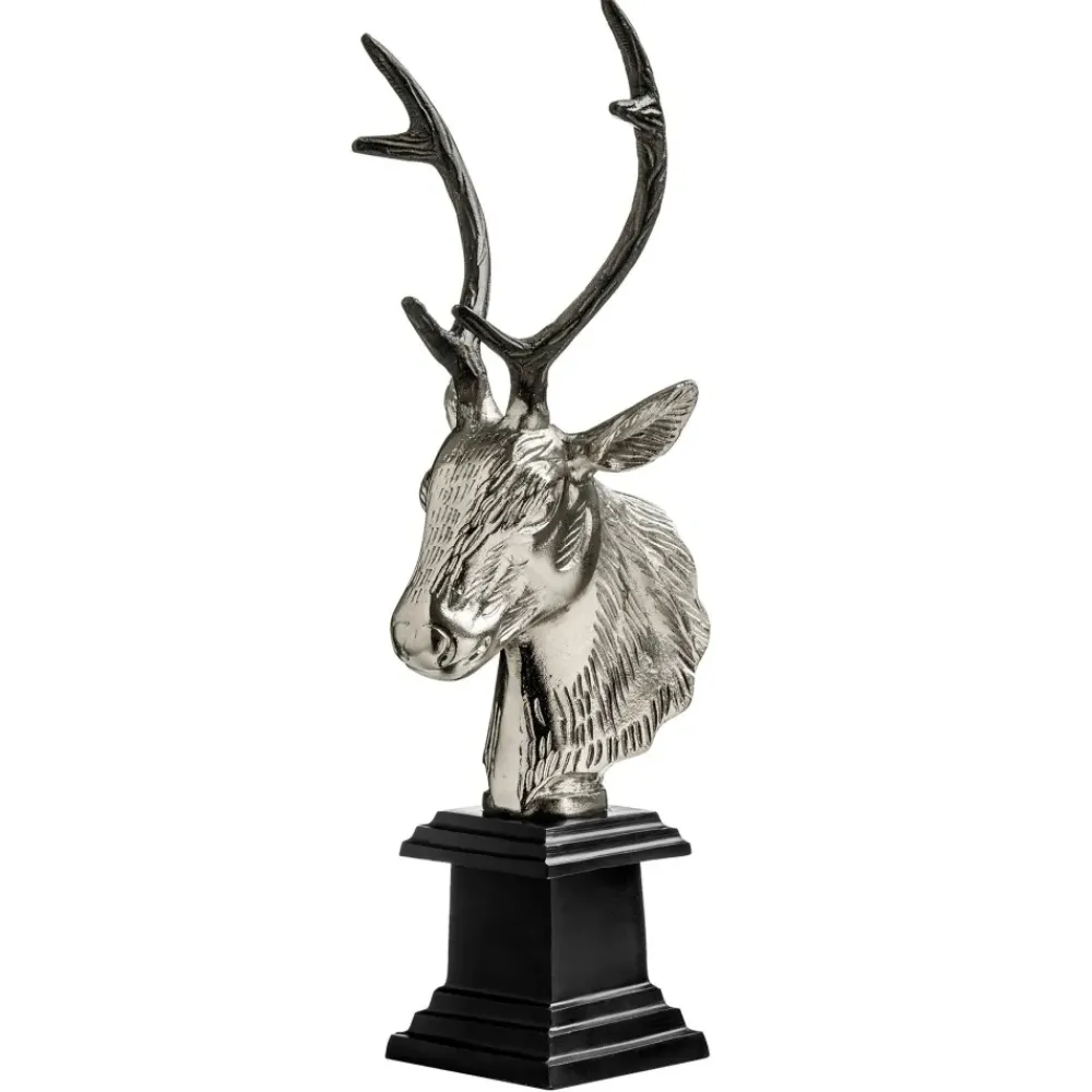 Table Top|Animals^Statues & Sculptures Stag Head 50cm Silver Metal Indoor Statue