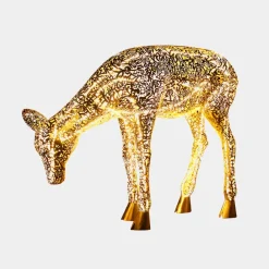 Wildlife|Stags & Deers^Statues & Sculptures Starlight Stag 90cm LED Gold Metal Garden Sculpture