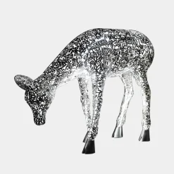 Wildlife|Stags & Deers^Statues & Sculptures Starlight Stag 90cm LED Silver Metal Garden Sculpture
