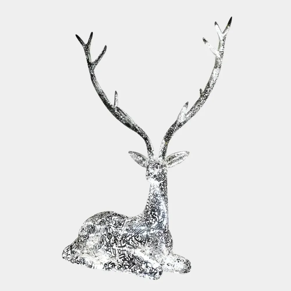 Wildlife|Stags & Deers^Statues & Sculptures Starlight Stag 125cm LED Silver Metal Garden Sculpture