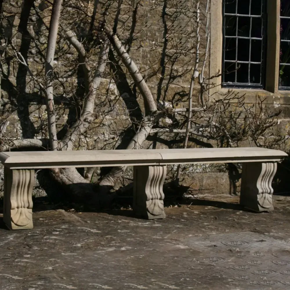 Stone Benches^Statues & Sculptures Straight Plain Double Stone Garden Bench
