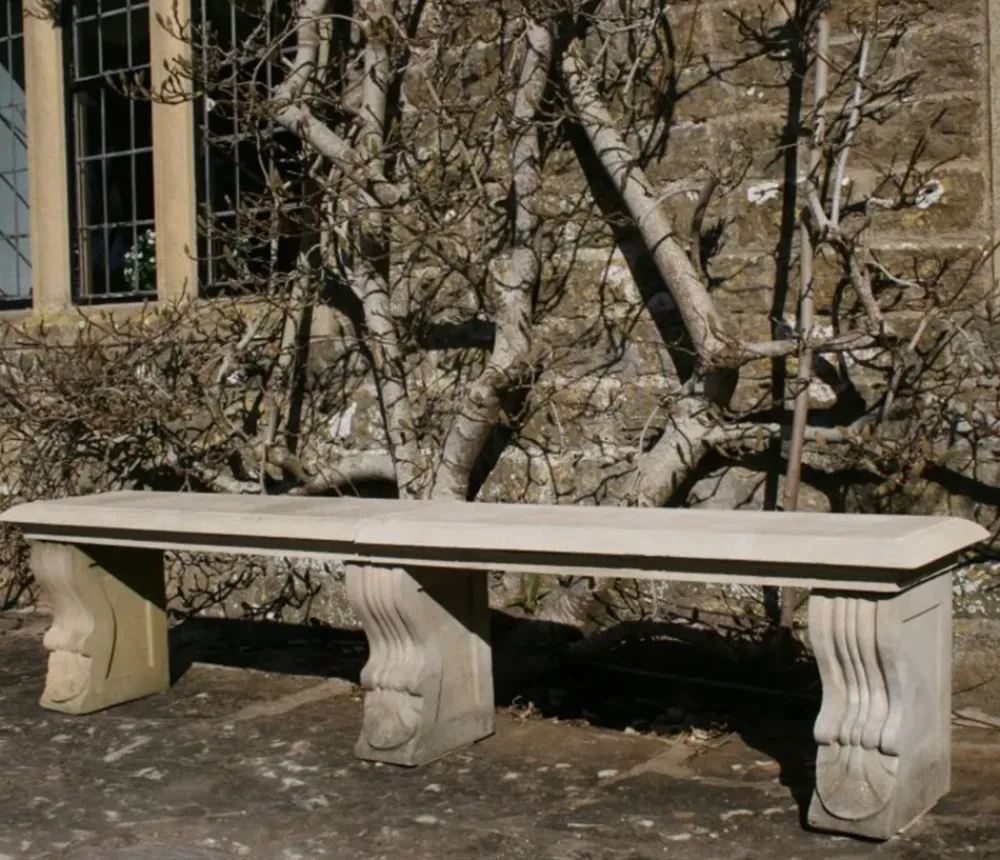 Stone Benches^Statues & Sculptures Straight Plain Double Stone Garden Bench