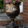 Round^Statues & Sculptures Sunflower Urn Bronze Metal Garden Planter