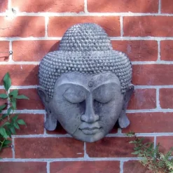 Wall Plaques|Buddha^Statues & Sculptures Thai Buddha Head Stone Garden Wall Art Plaque