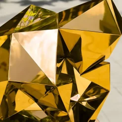 Floor Standing|Low Poly^Statues & Sculptures The Thinker 130cm Gold Geometric Metal Garden Sculpture