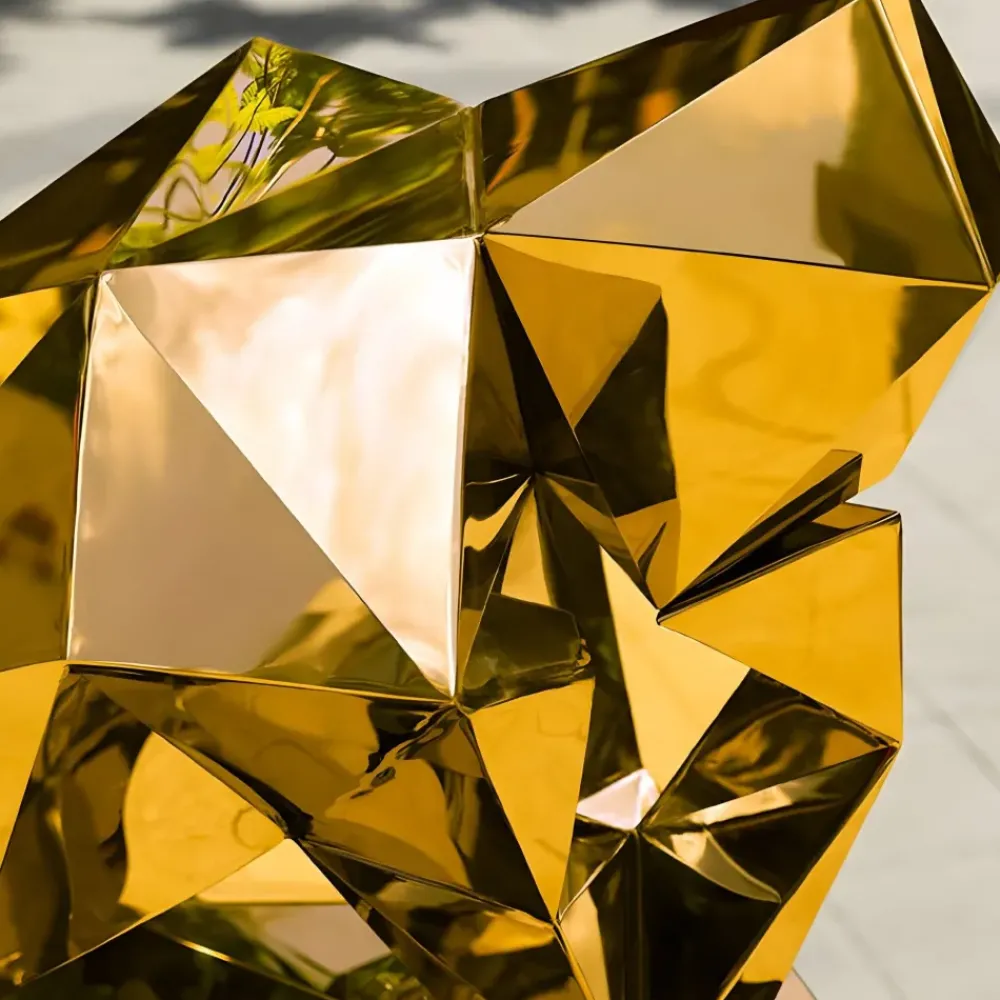 Floor Standing|Low Poly^Statues & Sculptures The Thinker 130cm Gold Geometric Metal Garden Sculpture