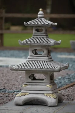 Pagodas^Statues & Sculptures Three Tier Japanese Pagoda Stone Garden Ornament